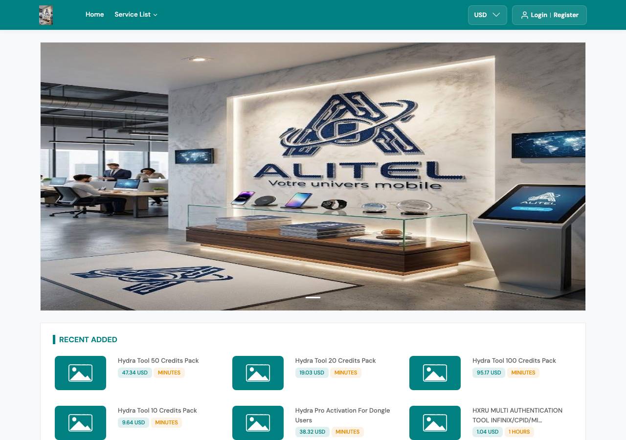 Screenshot of alitelflach.com taken by the zone census on 2026-10-19