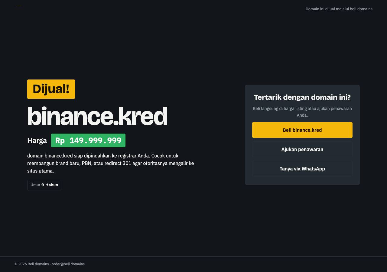 Screenshot of binance.kred taken by the zone census on 2026-10-19