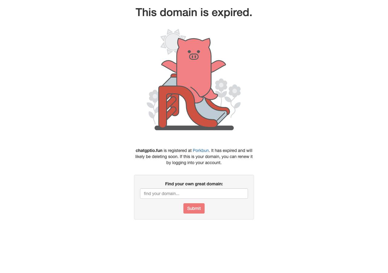 Screenshot of chatgptio.fun taken by the zone census on 2026-10-19