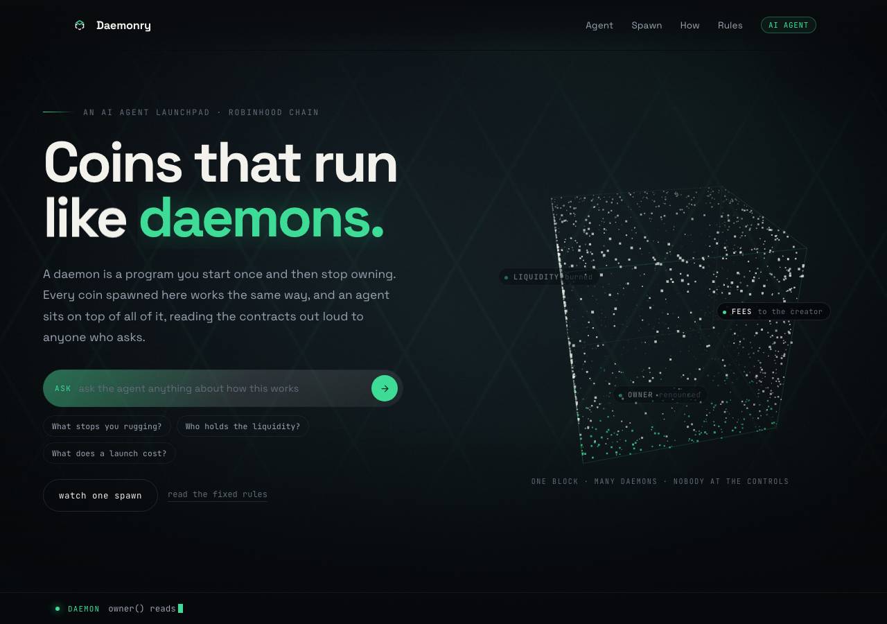 Screenshot of daemonry.xyz taken by the zone census on 2026-10-19