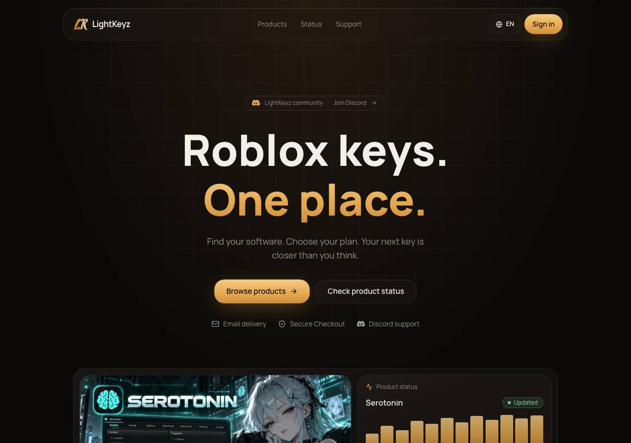 Screenshot of lightkeyz.store taken by the zone census on 2026-10-19