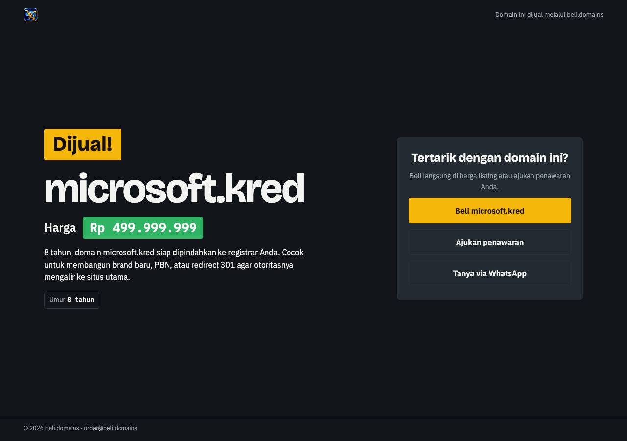 Screenshot of microsoft.kred taken by the zone census on 2026-10-19