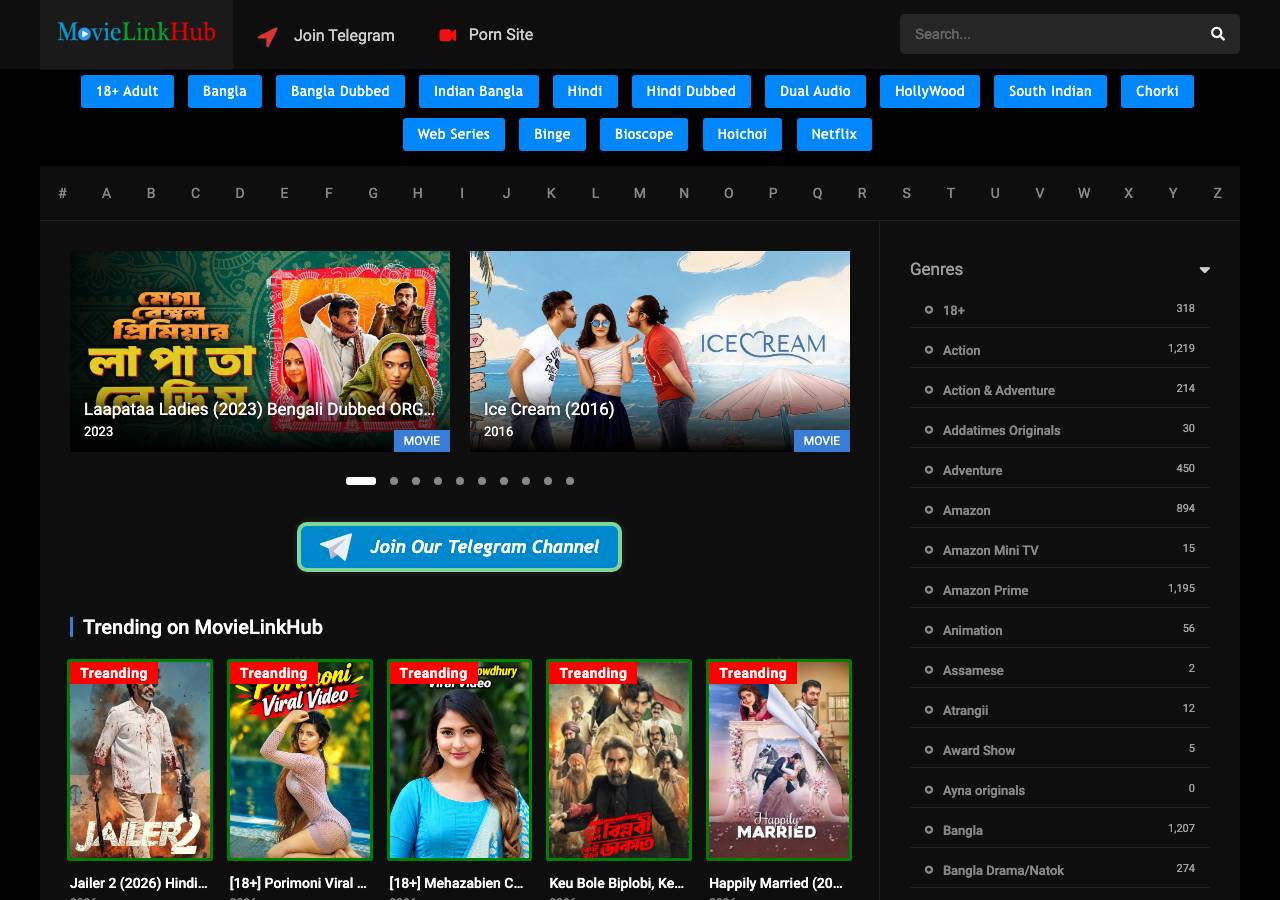 Screenshot of movielinkhub.buzz taken by the zone census on 2026-10-19