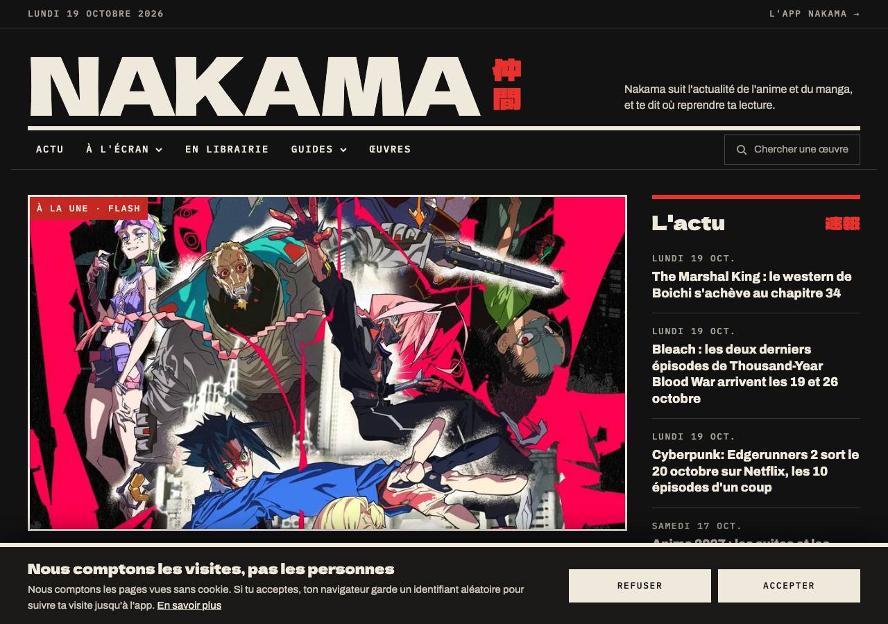 Screenshot of nakama.news taken by the zone census on 2026-10-19