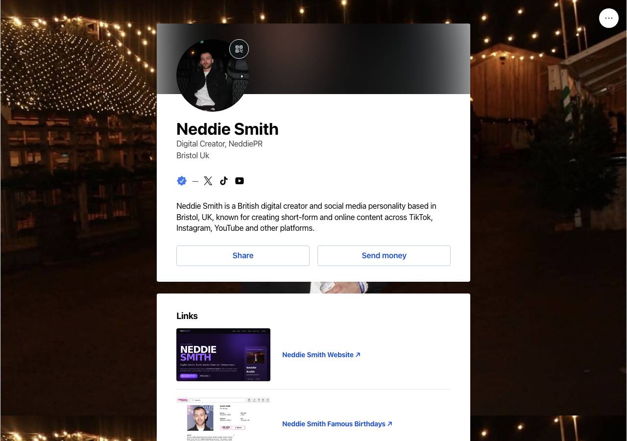 Screenshot of neddiesmith.link taken by the zone census on 2026-10-19