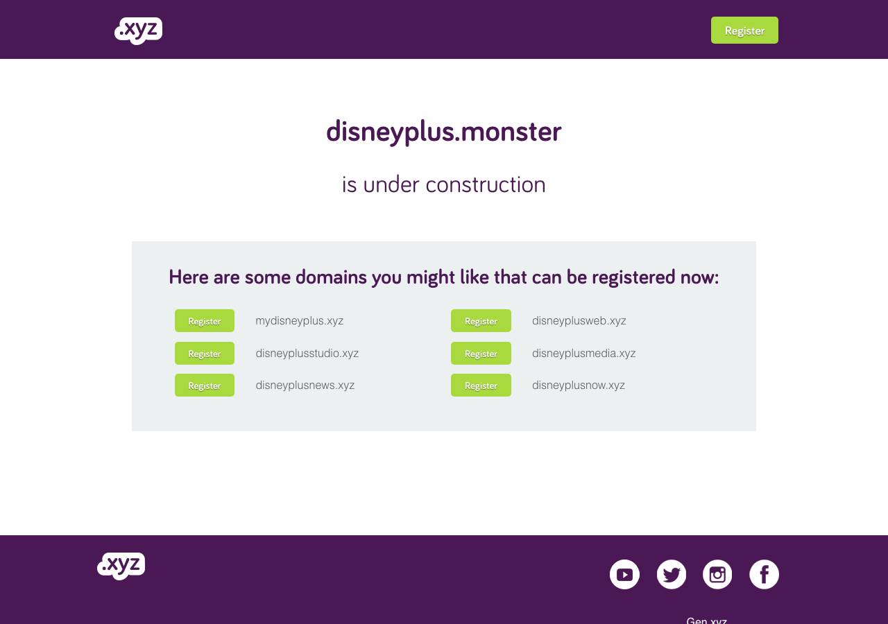 Screenshot of disneyplus.monster taken by the zone census on 2026-10-20