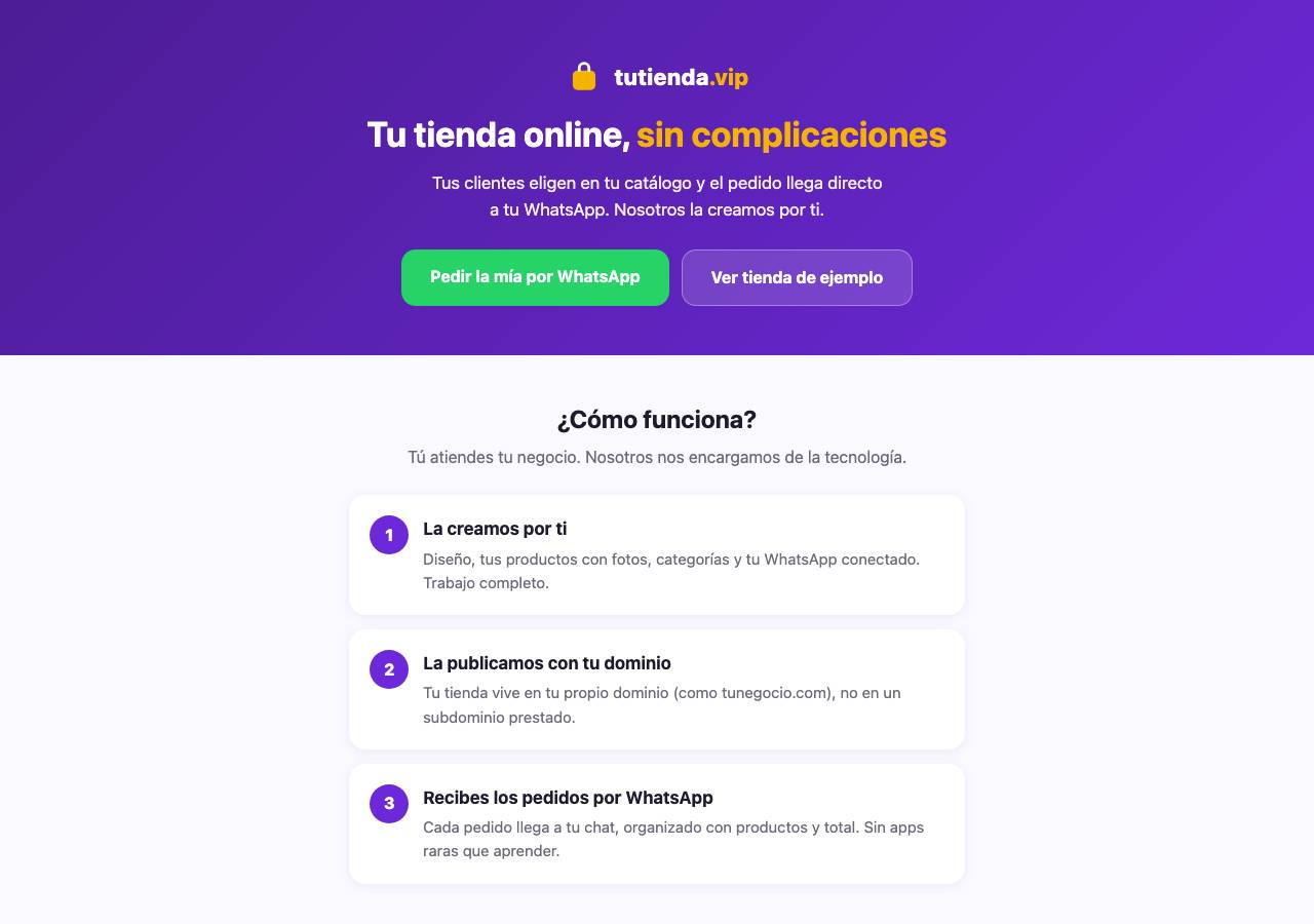 Screenshot of tutienda.vip taken by the zone census on 2026-10-20