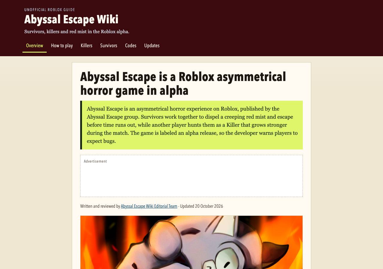 Screenshot of abyssalescape-roblox.wiki taken by the zone census on 2026-10-21