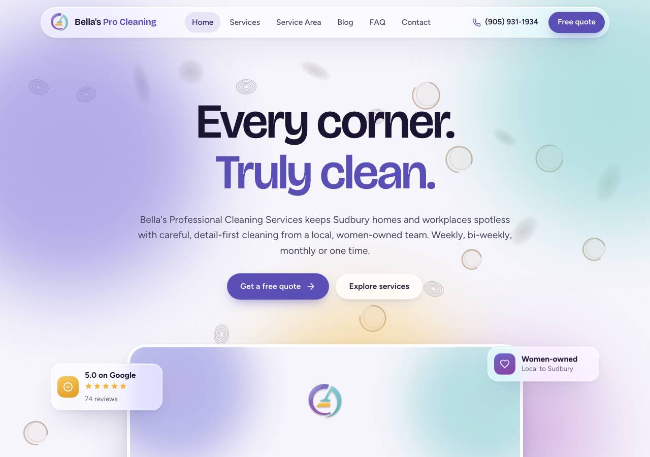 Screenshot of bellasprofessionalcleaningservices.com taken by the zone census on 2026-10-21