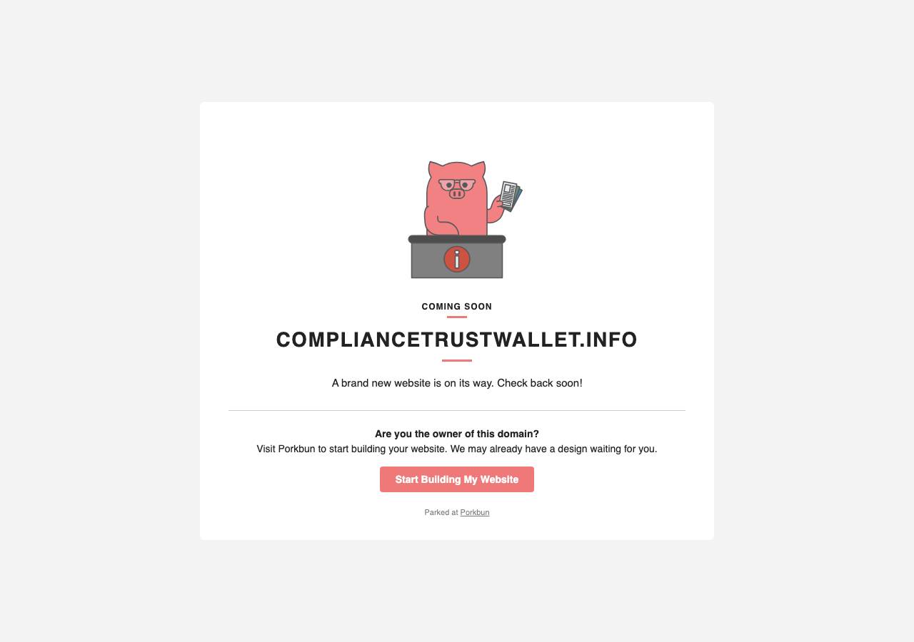 Screenshot of compliancetrustwallet.info taken by the zone census on 2026-10-21