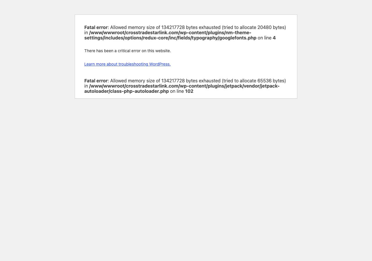 Screenshot of crosstradestarlink.com taken by the zone census on 2026-10-21