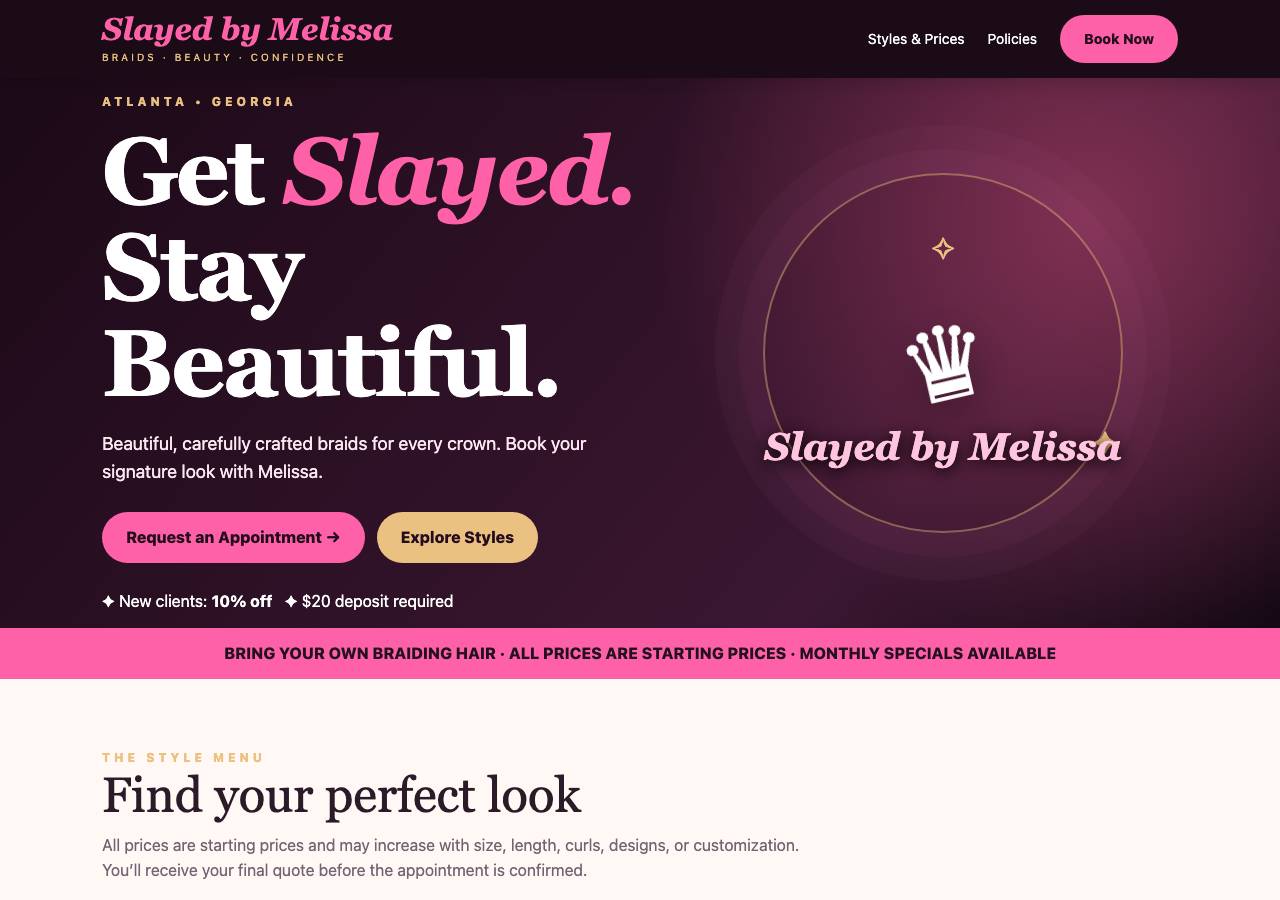 Screenshot of edbymelissa.beauty taken by the zone census on 2026-10-21