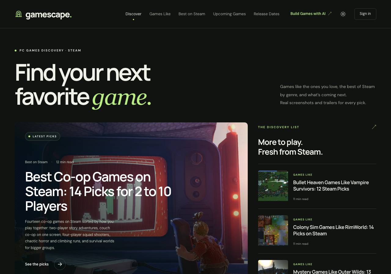 Screenshot of gamescape.buzz taken by the zone census on 2026-10-21