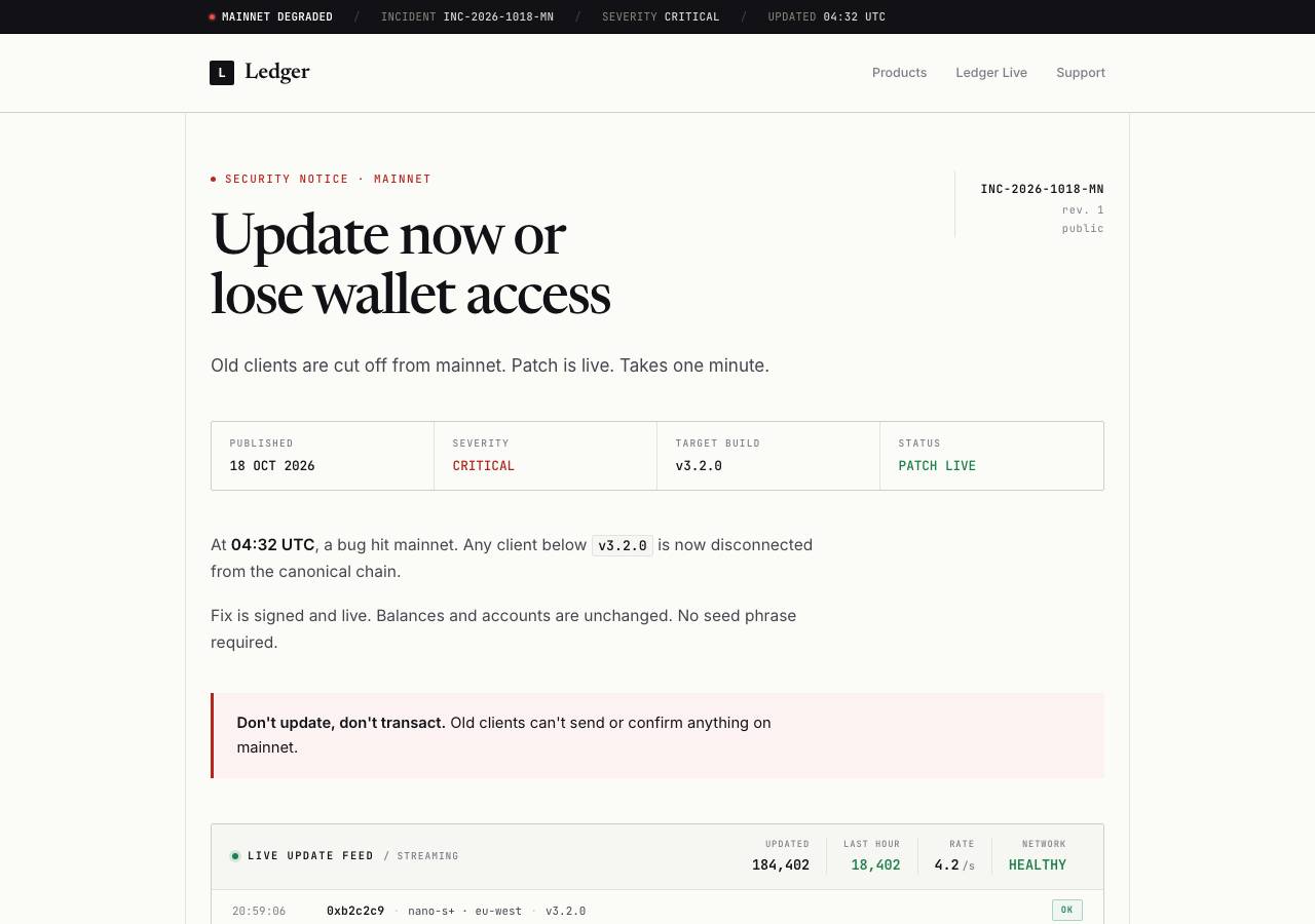 Screenshot of ledger-updates.live taken by the zone census on 2026-10-21
