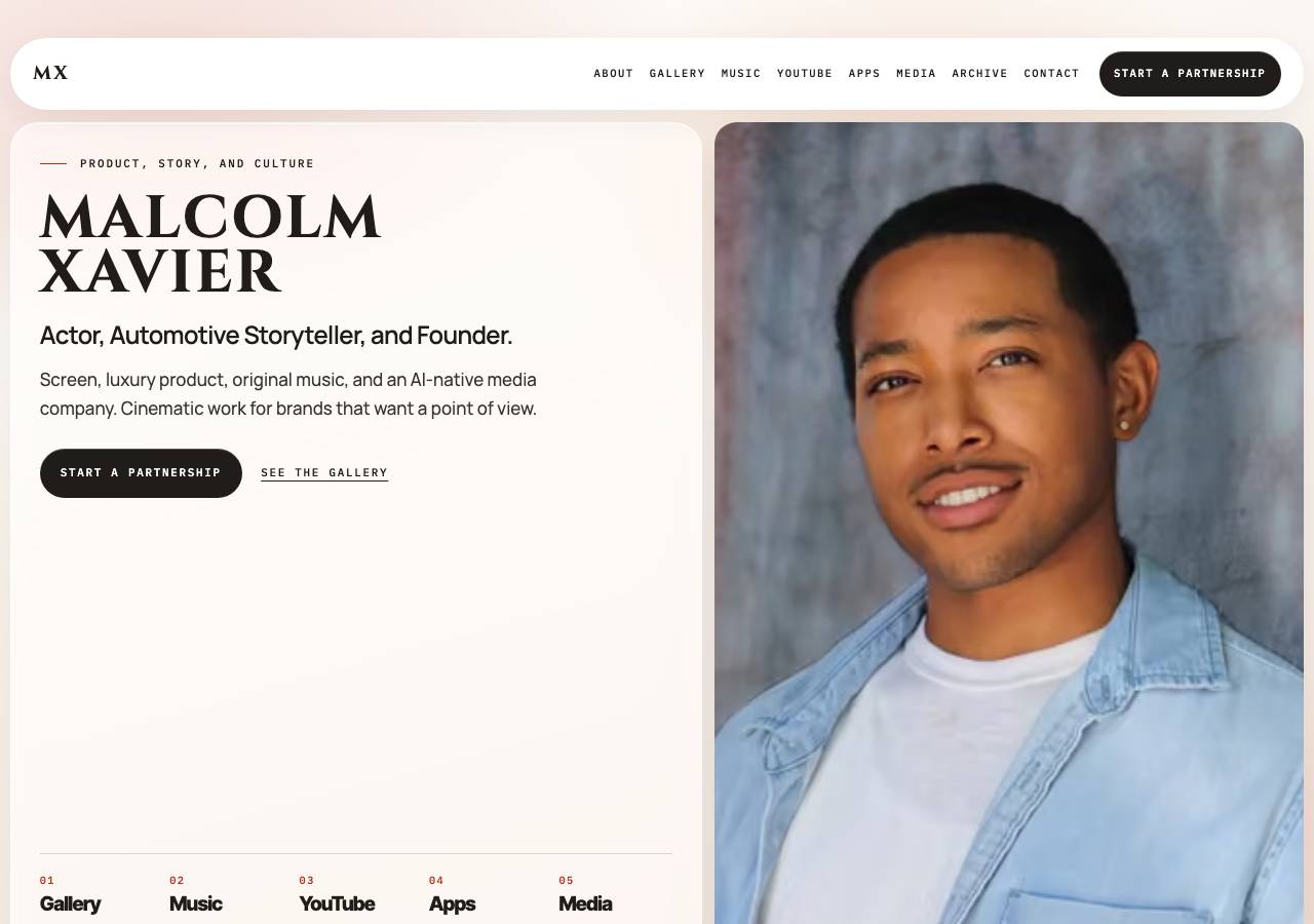 Screenshot of malcolmxavier.com taken by the zone census on 2026-10-21