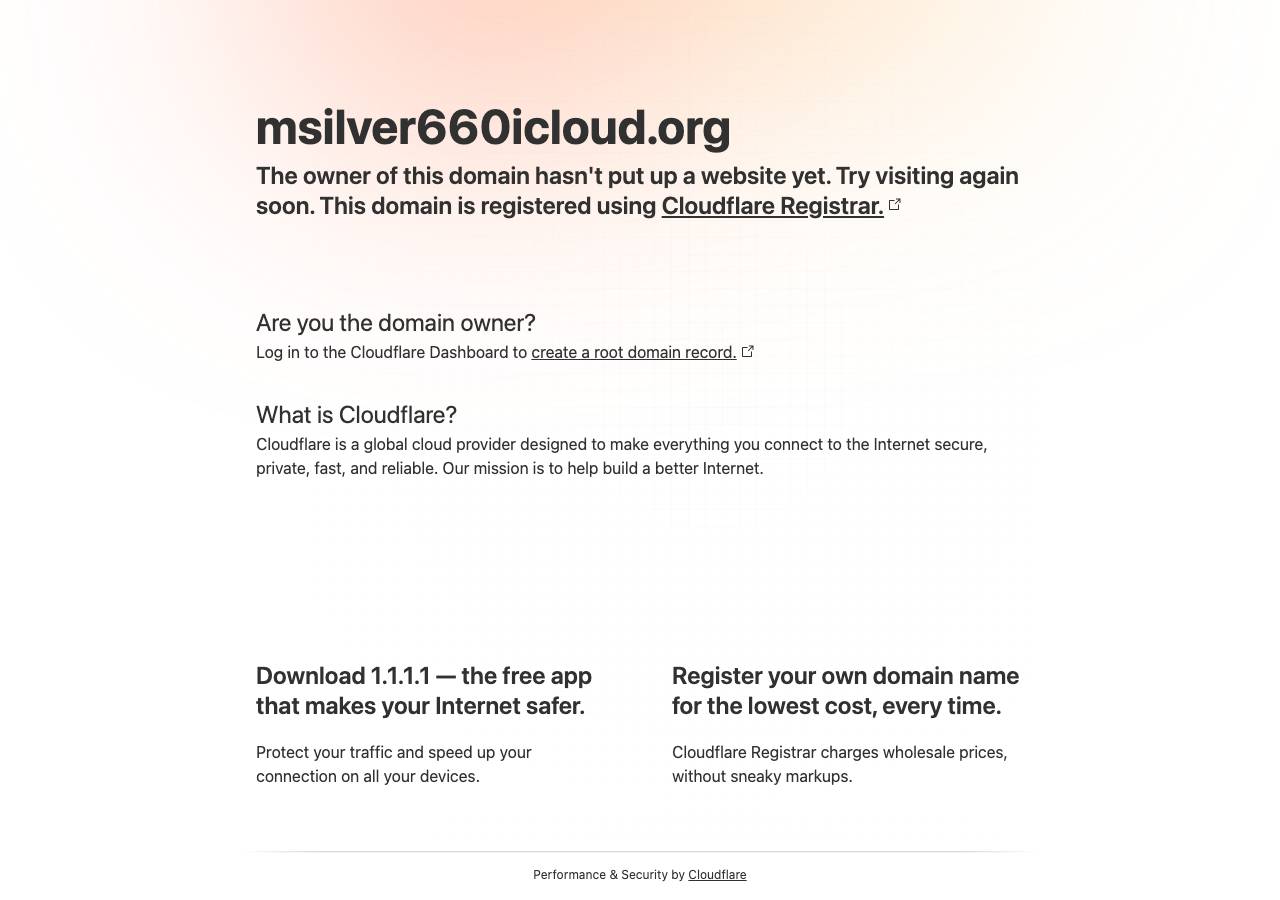 Screenshot of msilver660icloud.org taken by the zone census on 2026-10-21