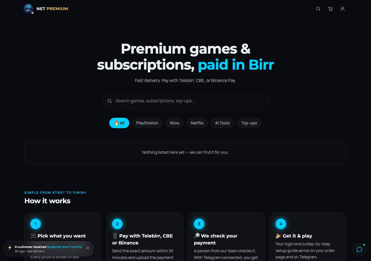 Screenshot of netpremium.store taken by the zone census on 2026-10-21