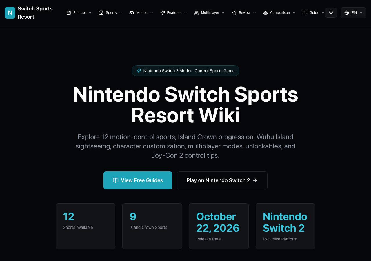 Screenshot of nintendoswitchsportsresort.wiki taken by the zone census on 2026-10-21