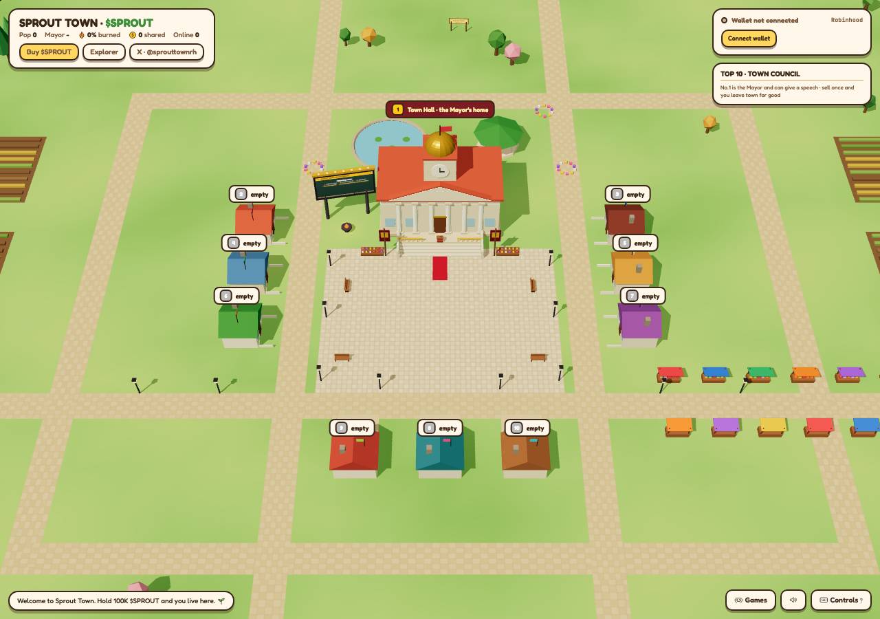 Screenshot of sprouttown.fun taken by the zone census on 2026-10-21