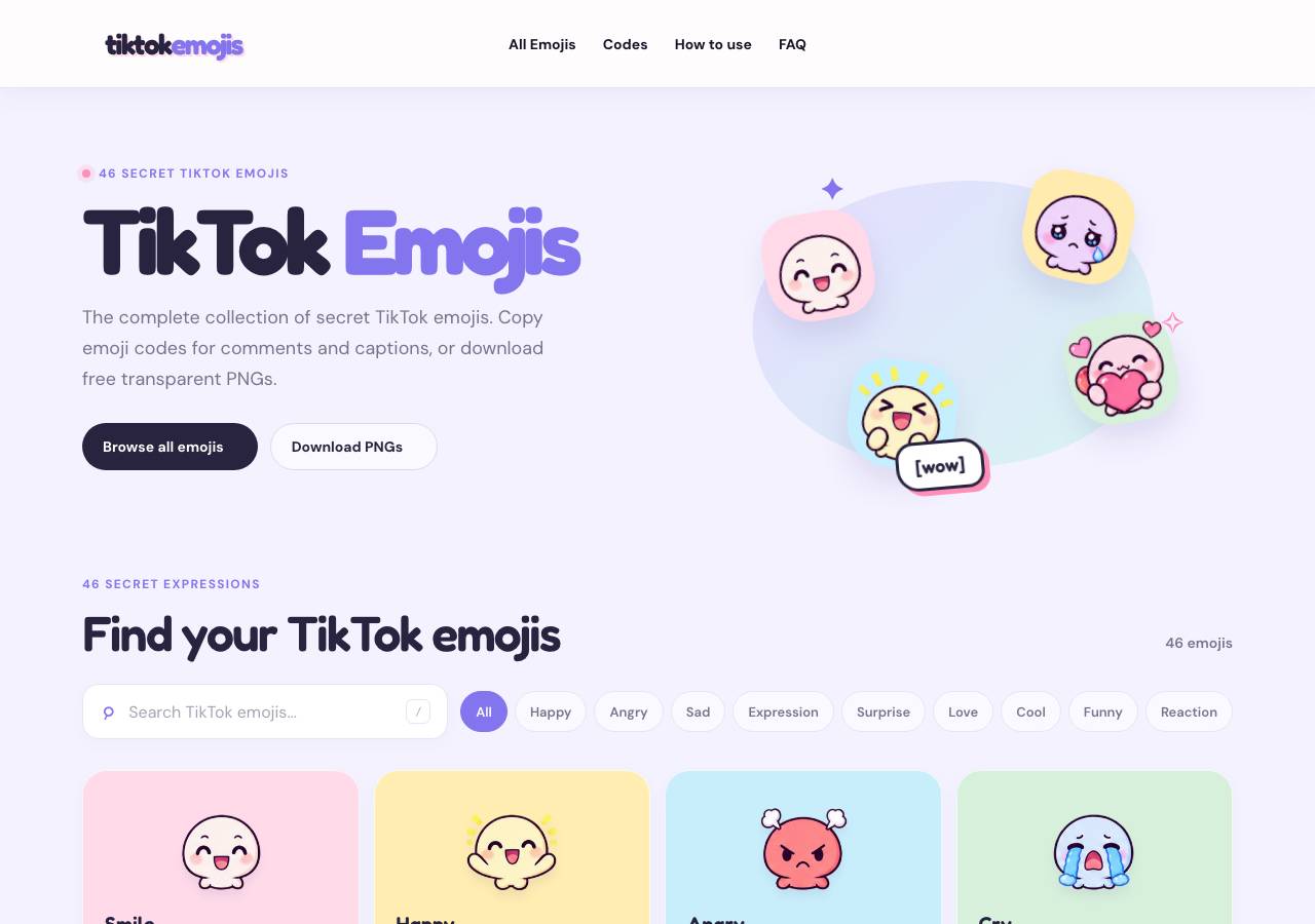 Screenshot of tiktokemojis.org taken by the zone census on 2026-10-21