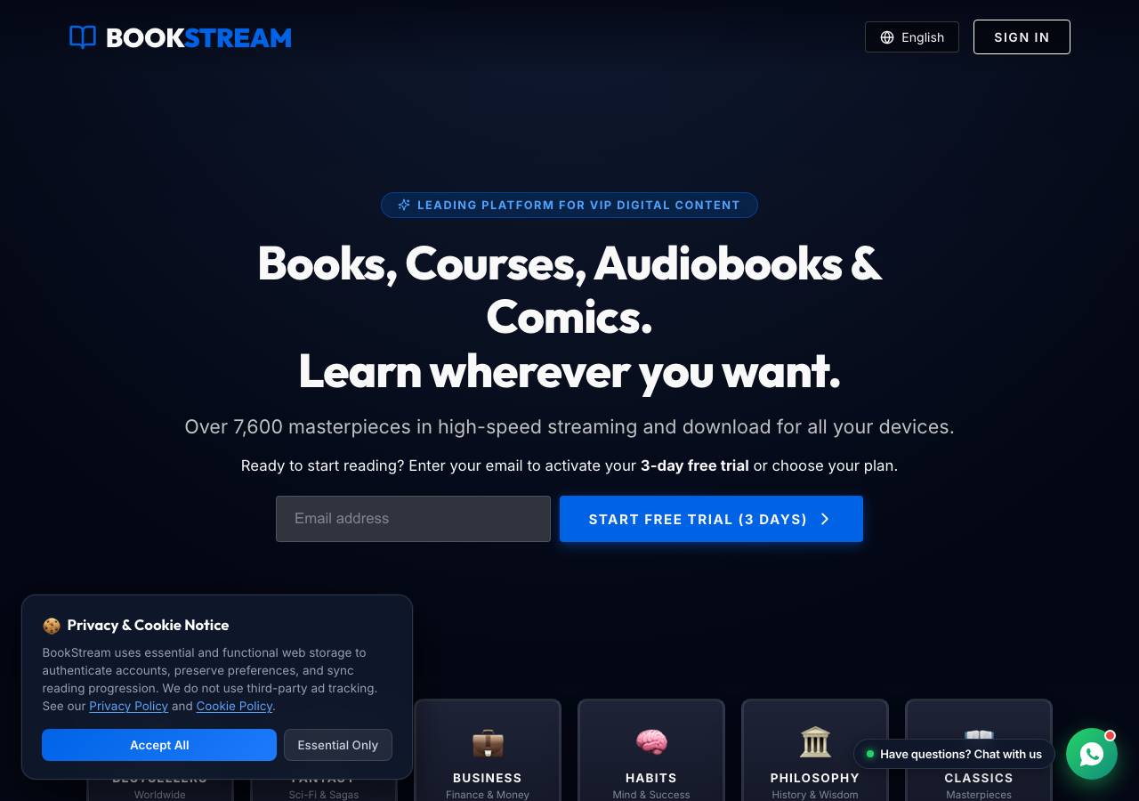 Screenshot of bookstream.pro taken by the zone census on 2026-10-22