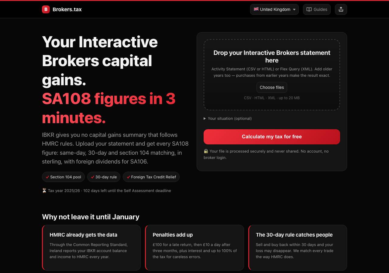 Screenshot of brokers.tax taken by the zone census on 2026-10-22