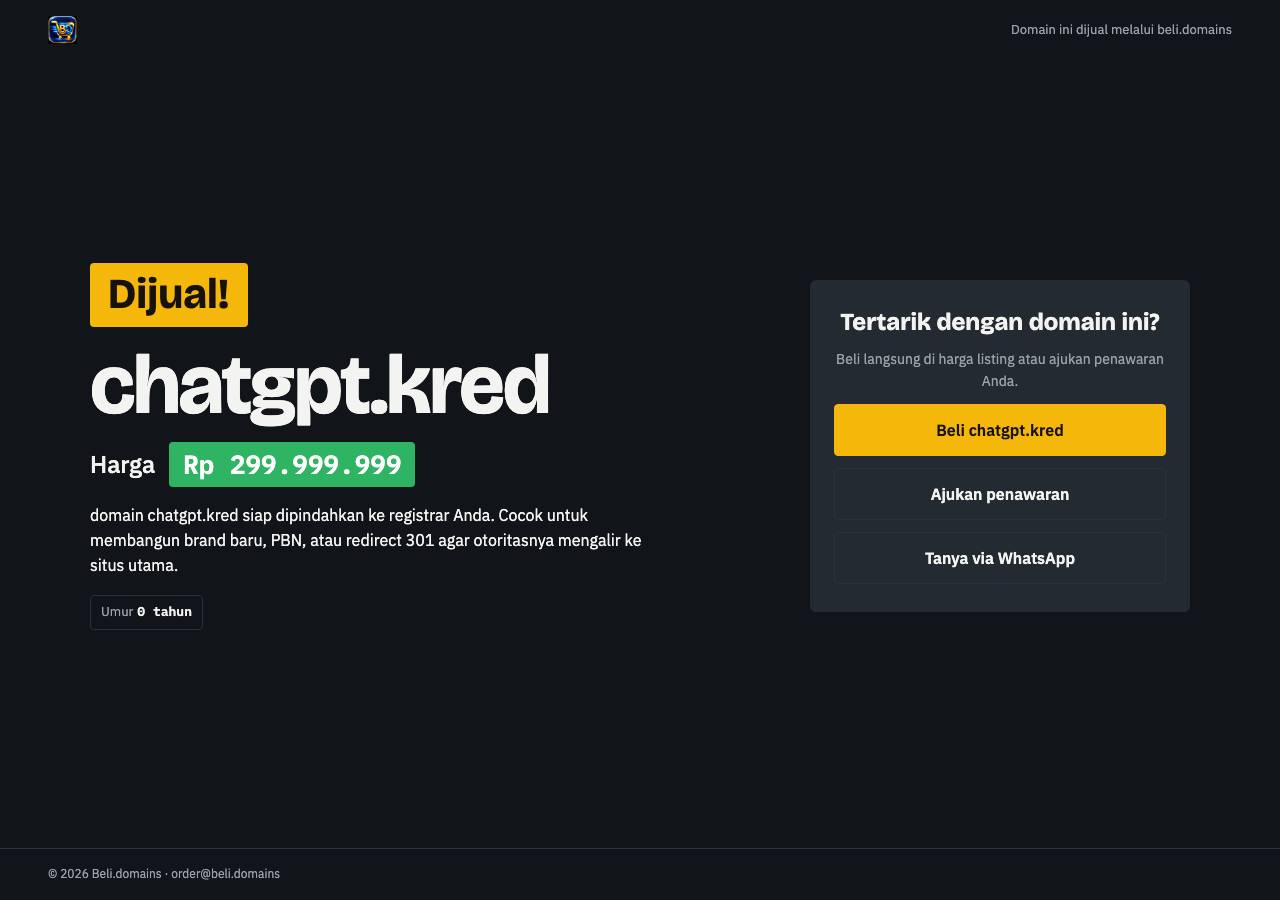 Screenshot of chatgpt.kred taken by the zone census on 2026-10-22