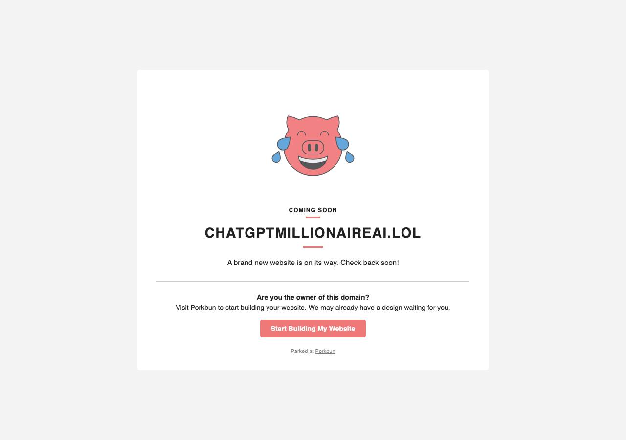 Screenshot of chatgptmillionaireai.lol taken by the zone census on 2026-10-22