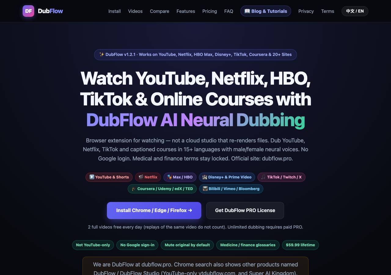 Screenshot of dubflow.pro taken by the zone census on 2026-10-22