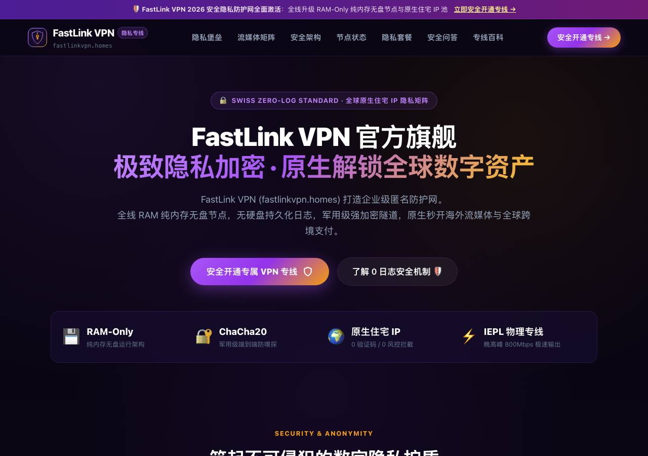 Screenshot of fastlinkvpn.homes taken by the zone census on 2026-10-22
