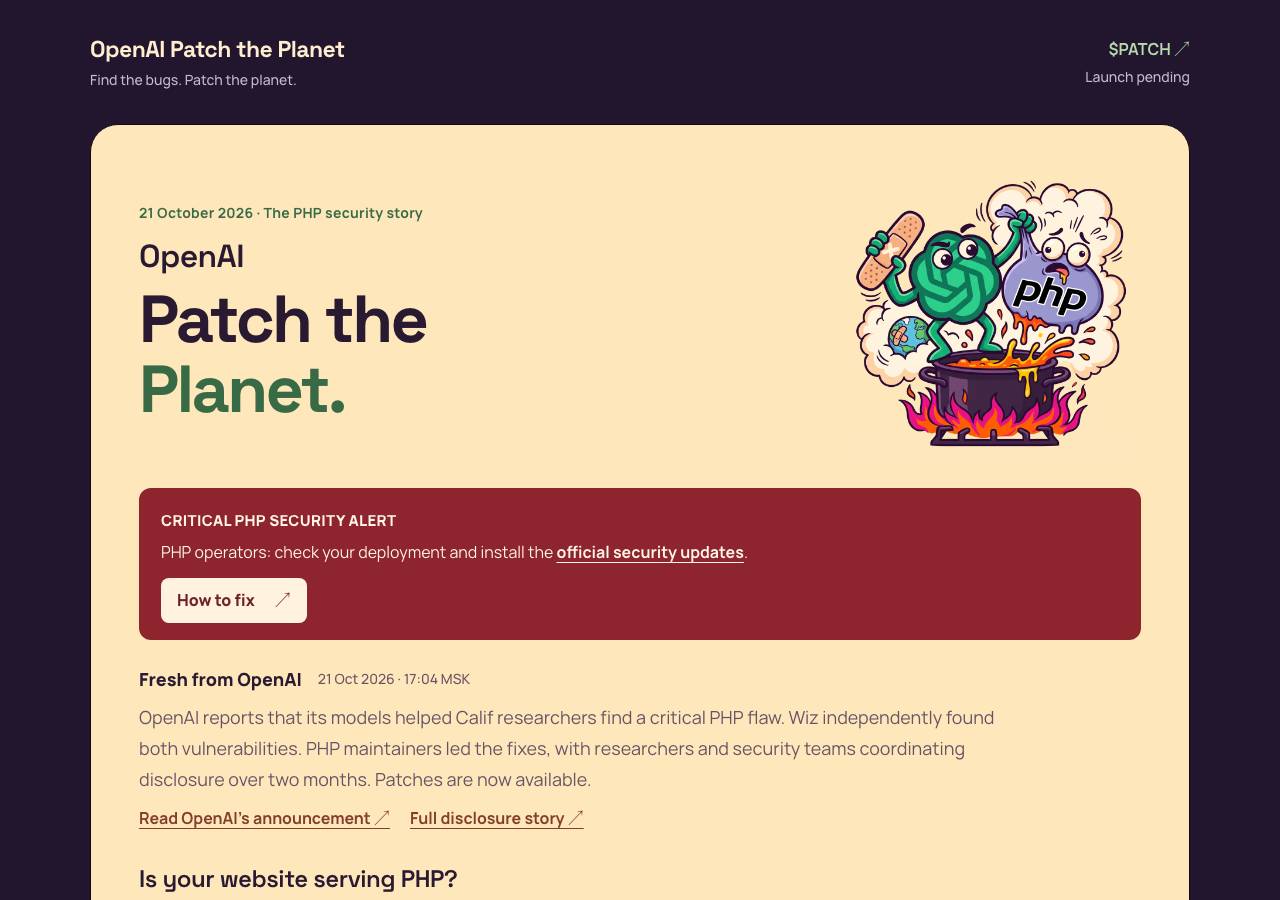 Screenshot of phpiscooked.xyz taken by the zone census on 2026-10-22