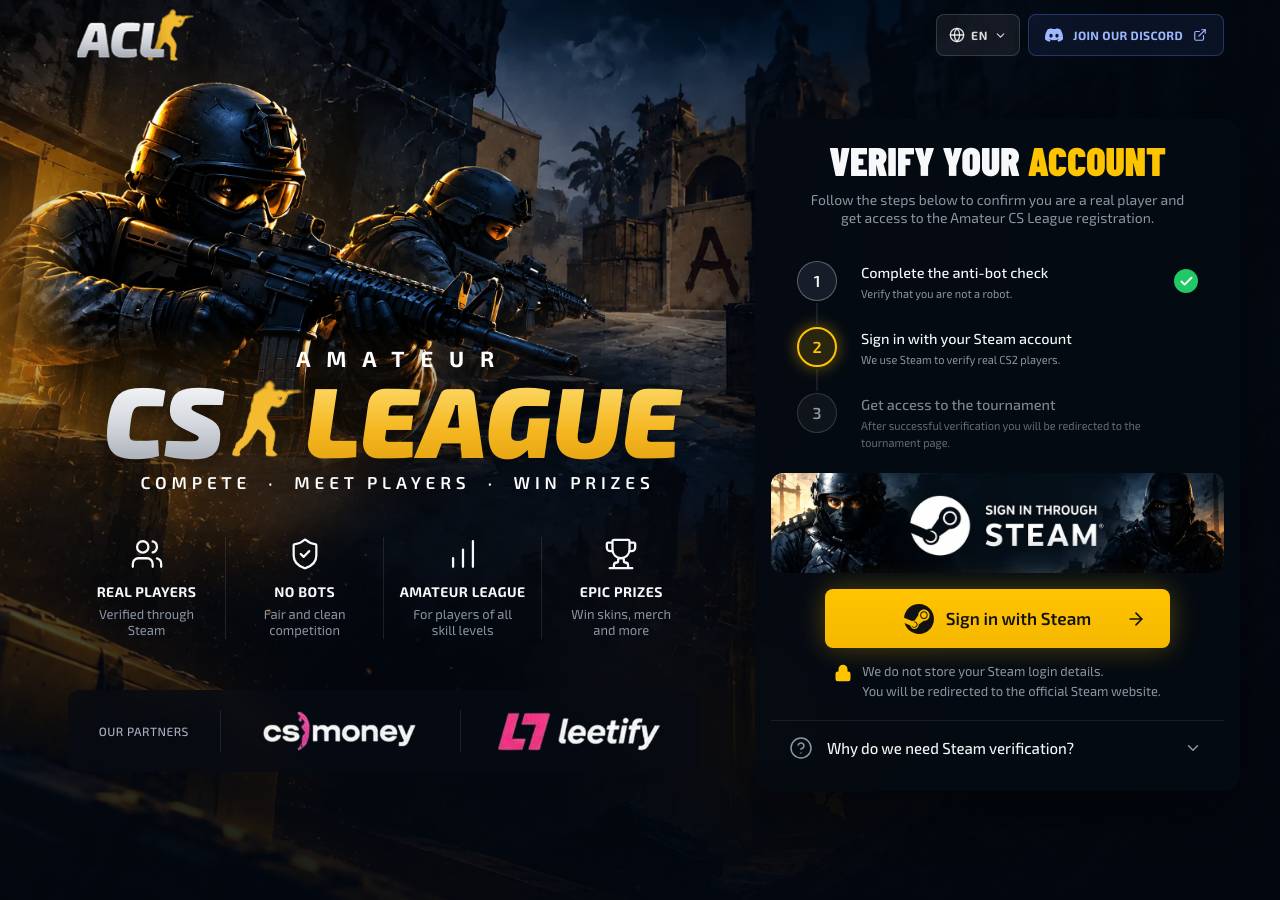 Screenshot of amateurcsleague.com taken by the zone census on 2026-10-23