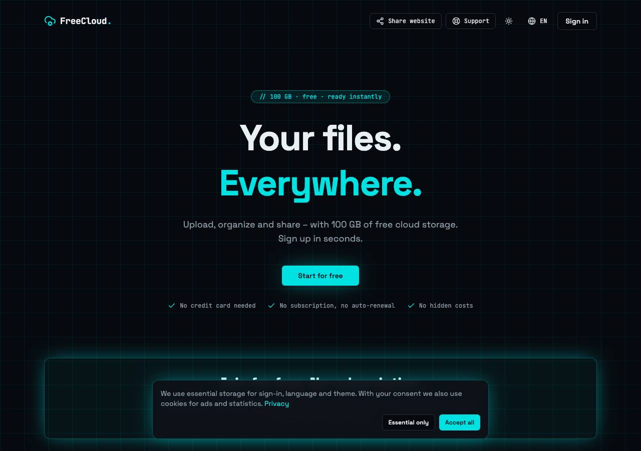 Screenshot of free-cloud.cloud taken by the zone census on 2026-10-23