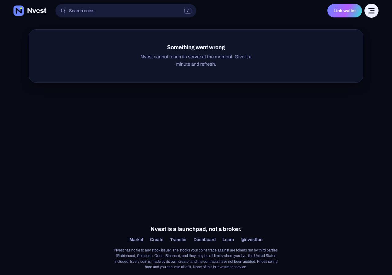 Screenshot of nvest.fun taken by the zone census on 2026-10-23
