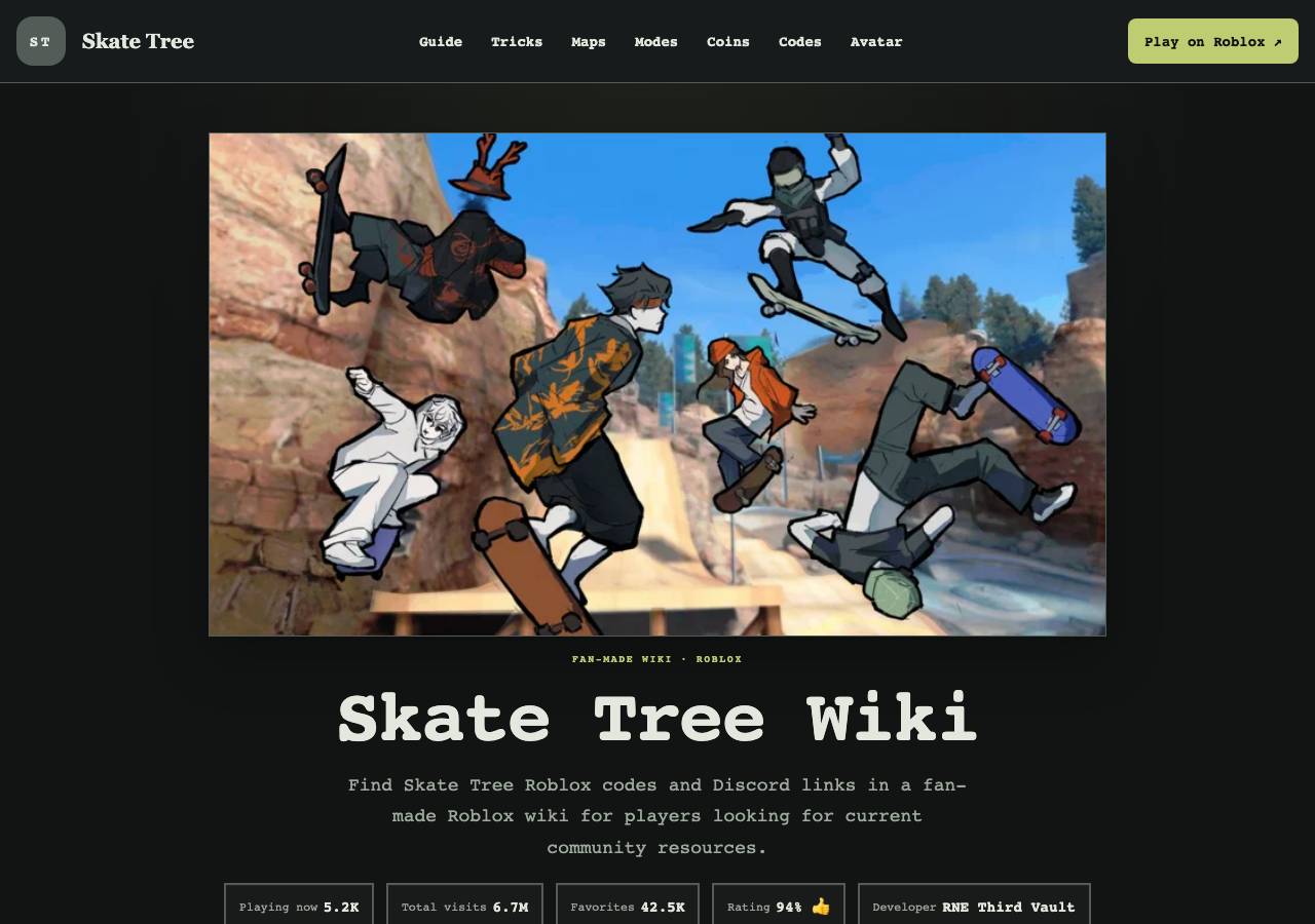 Screenshot of skatetreeroblox.wiki taken by the zone census on 2026-10-23
