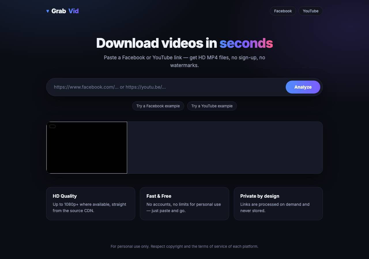 Screenshot of facebookvideodownloader.xyz taken by the zone census on 2026-10-24