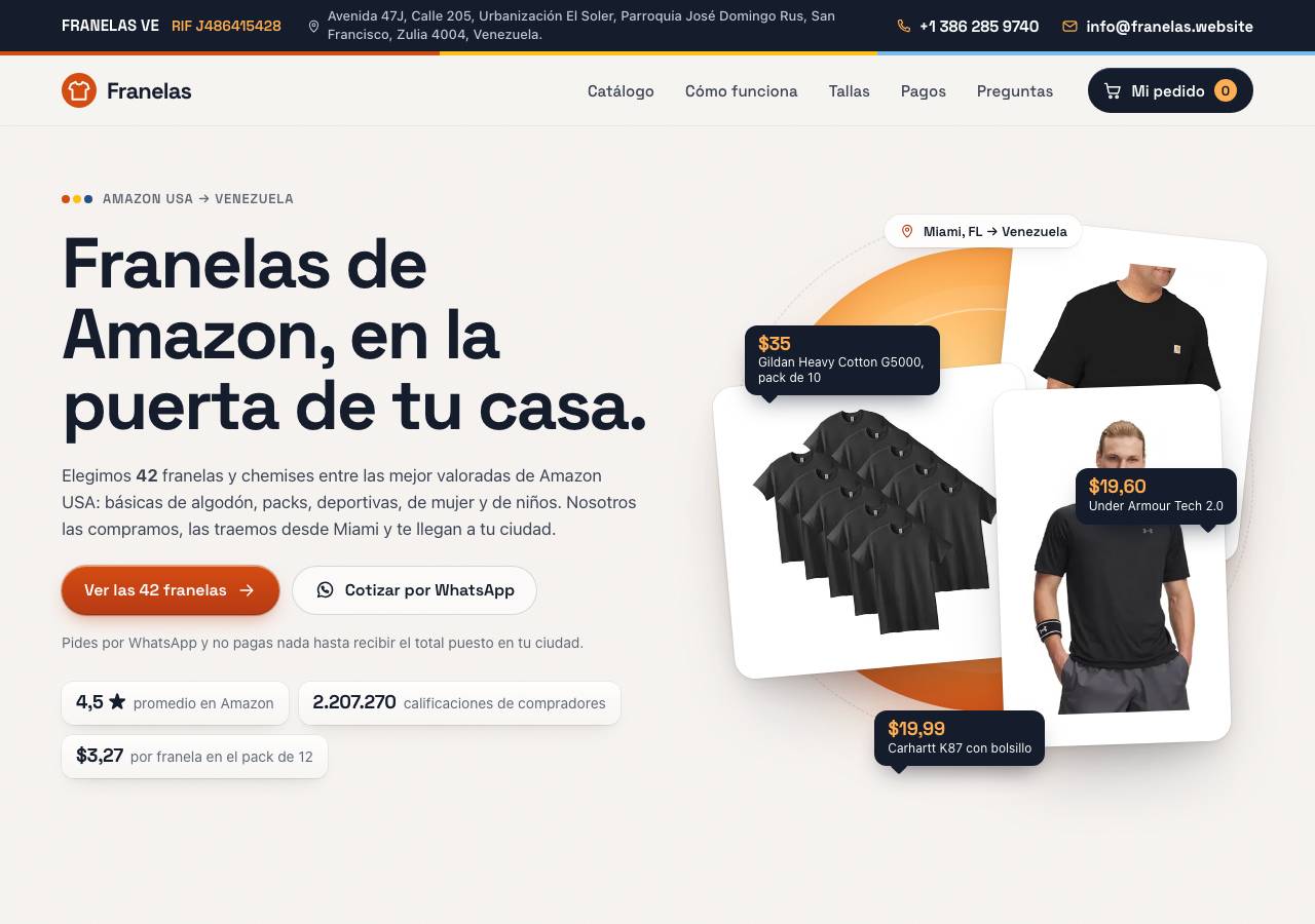 Screenshot of franelas.website taken by the zone census on 2026-10-24