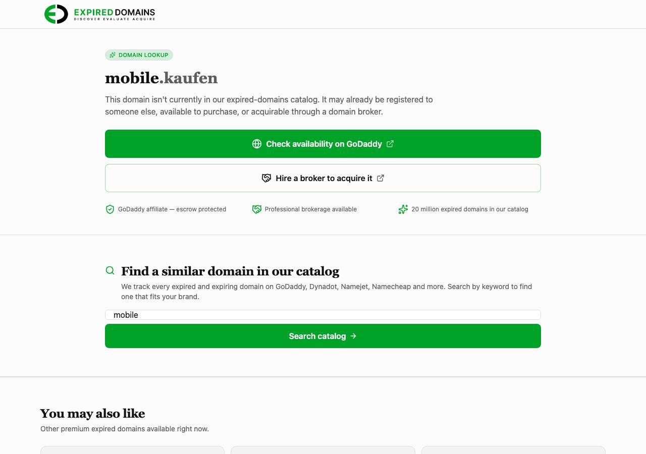 Screenshot of mobile.kaufen taken by the zone census on 2026-10-24