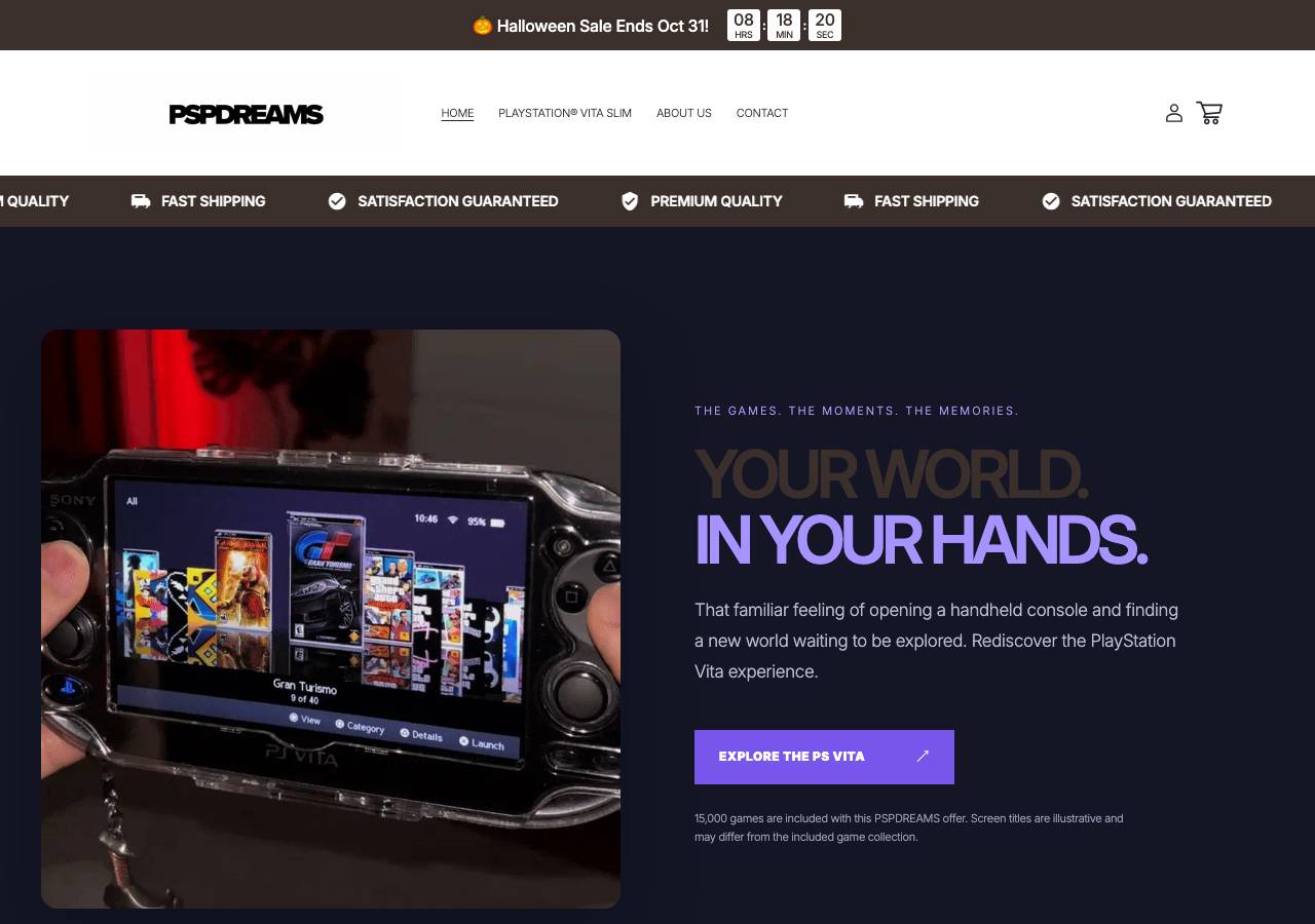 Screenshot of pspdreams.com taken by the zone census on 2026-10-24