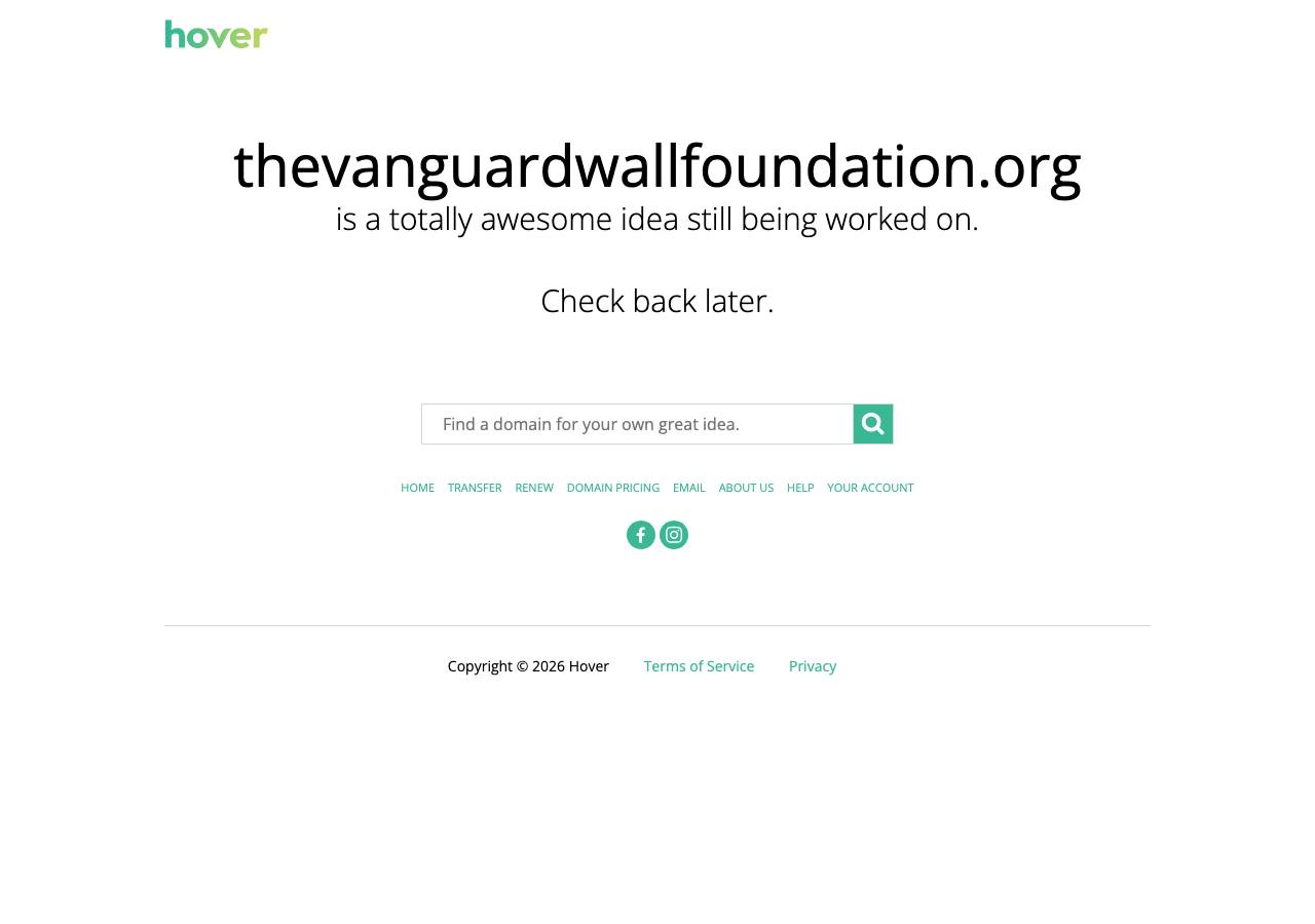 Screenshot of thevanguardwallfoundation.org taken by the zone census on 2026-10-24
