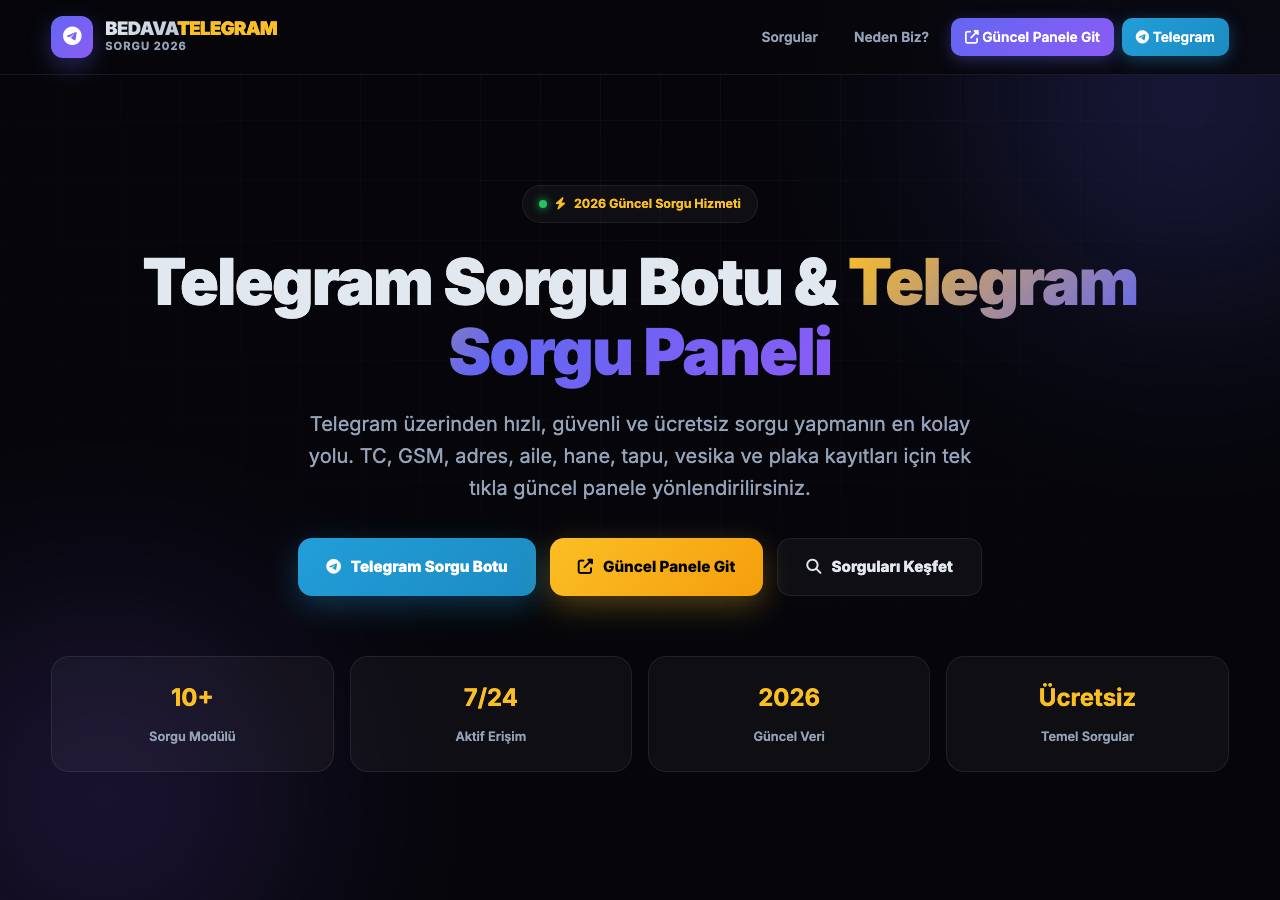 Screenshot of bedavatelegramsorgu.click taken by the zone census on 2026-10-25