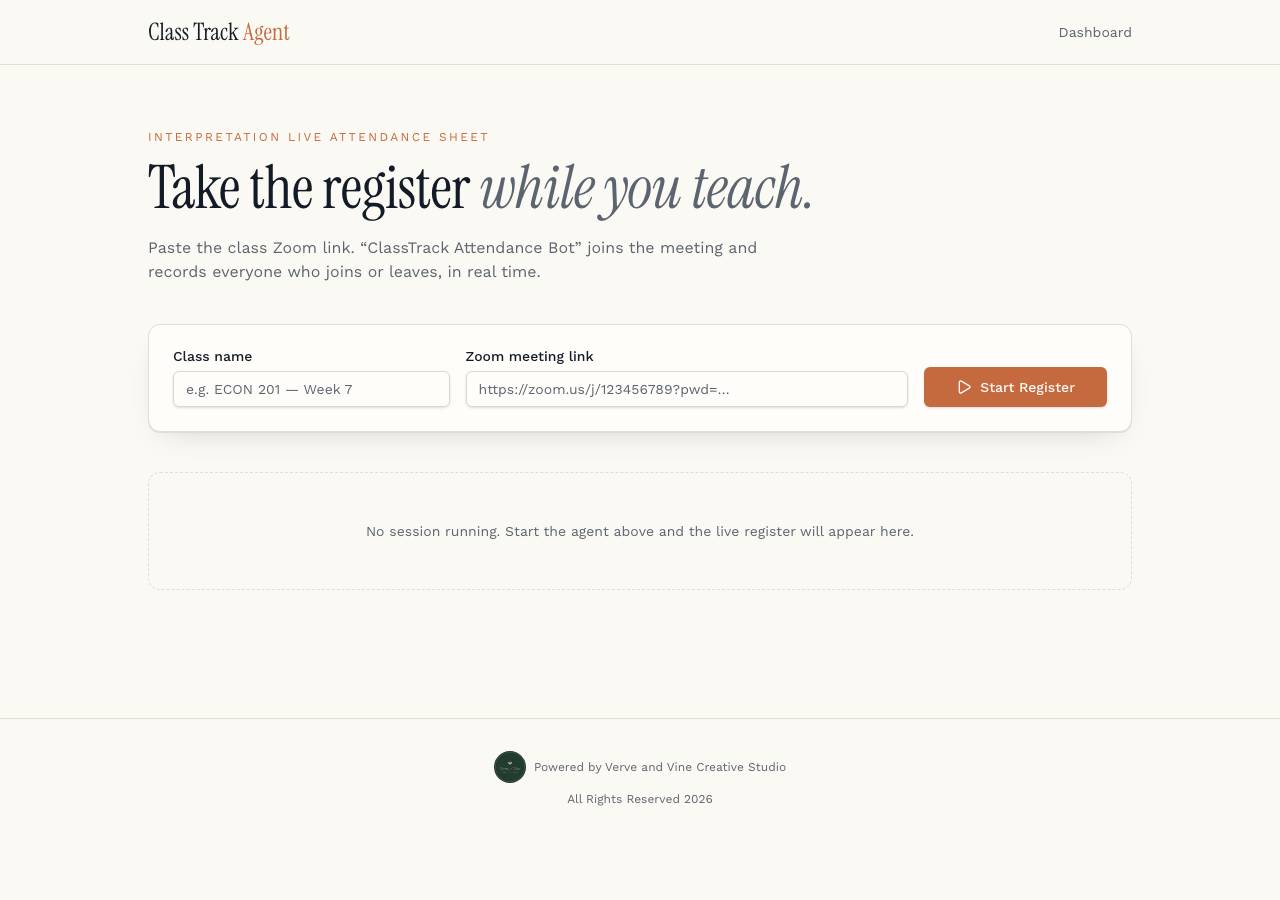 Screenshot of classtracker.site taken by the zone census on 2026-10-25