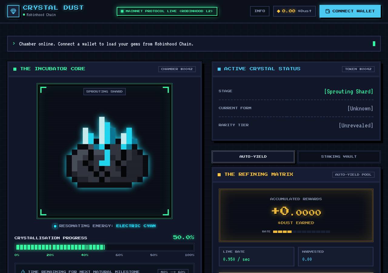 Screenshot of crystaldust.xyz taken by the zone census on 2026-10-25