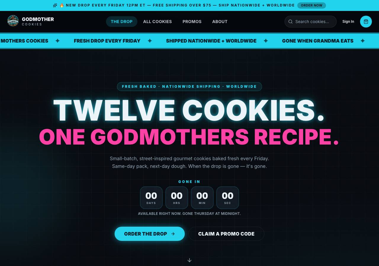 Screenshot of godmothercookies.fun taken by the zone census on 2026-10-25