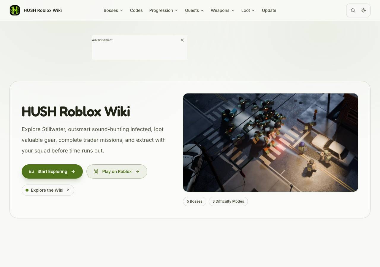 Screenshot of hushroblox.wiki taken by the zone census on 2026-10-25