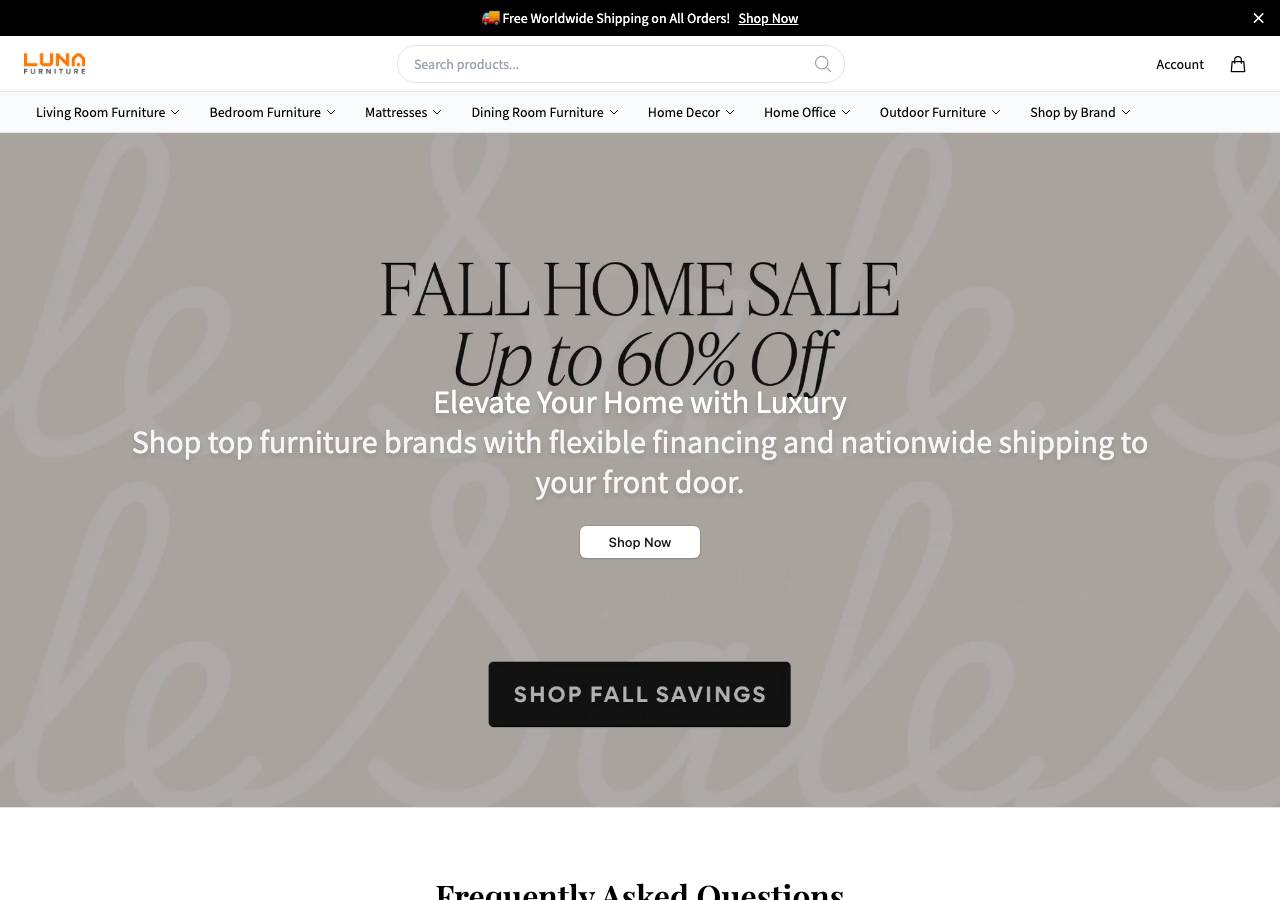 Screenshot of lunafurnituredecor.shop taken by the zone census on 2026-10-25
