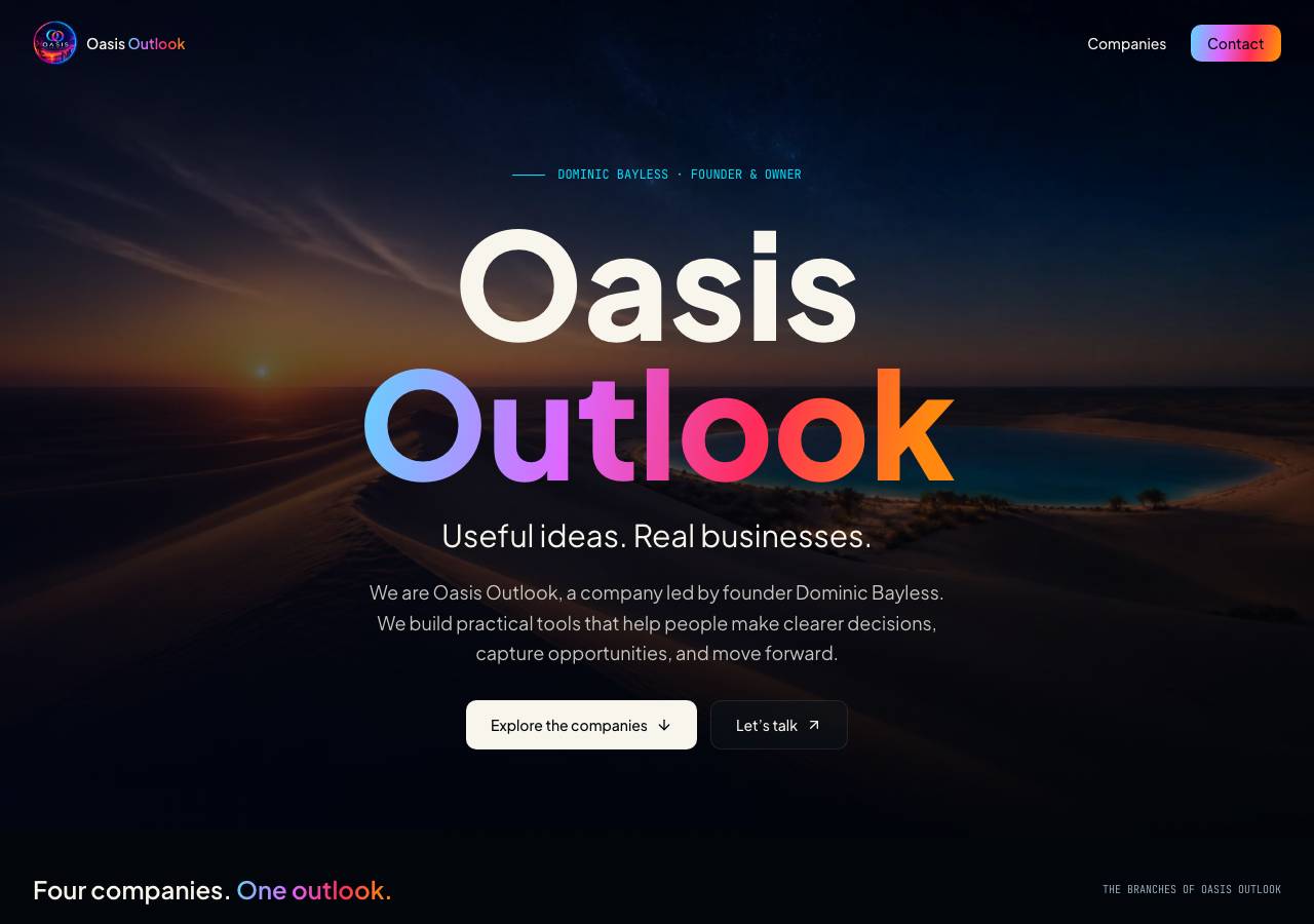 Screenshot of oasisoutlook.dev taken by the zone census on 2026-10-25
