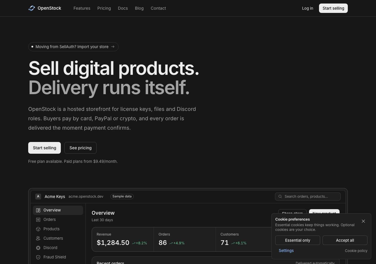 Screenshot of openstock.dev taken by the zone census on 2026-10-25