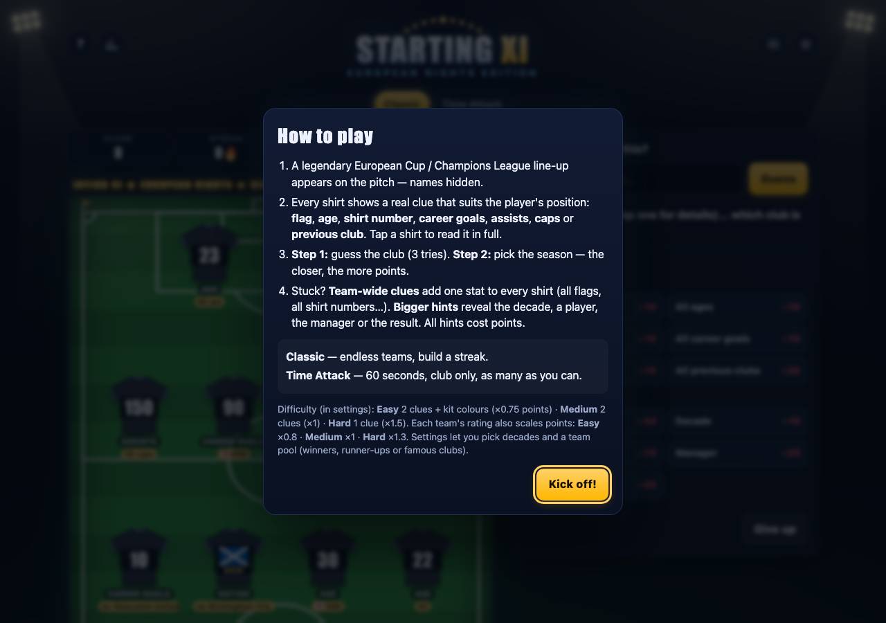 Screenshot of starting-xi.online taken by the zone census on 2026-10-25