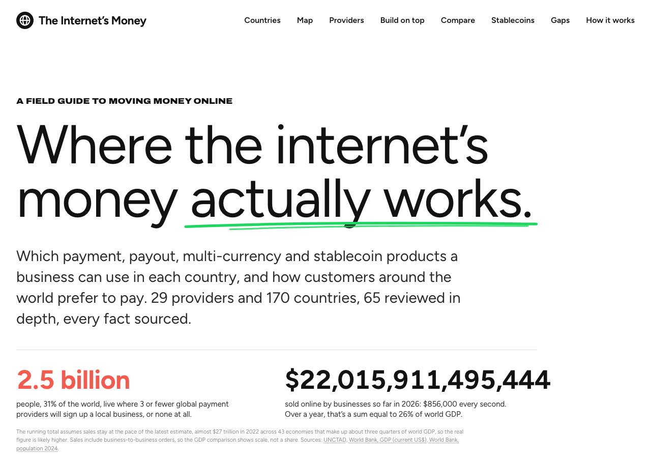 Screenshot of theinternets.money taken by the zone census on 2026-10-25